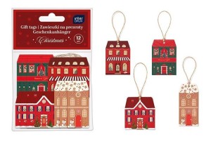 ZAWIESZKI NA PREZENTY KSZTAŁTY CHRISTMAS 12SZT