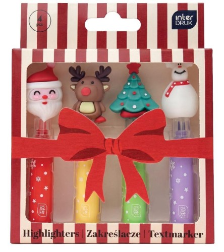 Zakreślacze z toperami Christmas 4szt