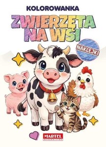 TĘCZOWA KOLOROWANKA ZWIERZĘTA NA WSI Z NAKLEJKAMI