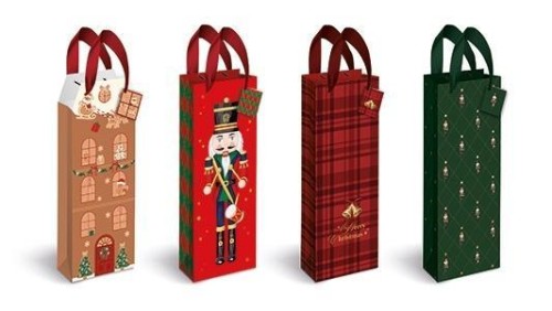 Torebka prezentowa na butelkę 13x36x10cm Christmas