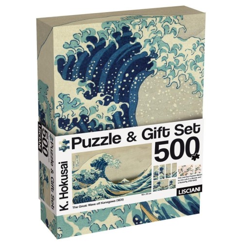 Puzzle 500 Hokusai Fala + zestaw podarunkowy