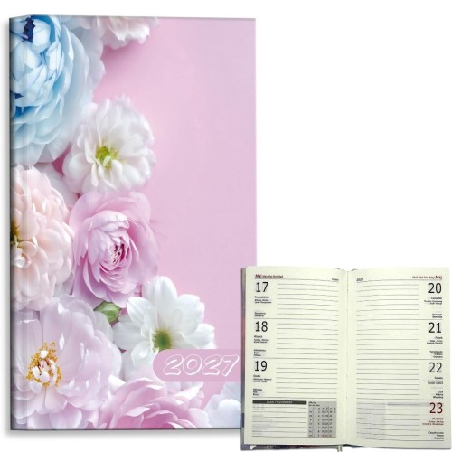 Kalendarz 2027 A6 tygodniowy Kwiaty Pastel
