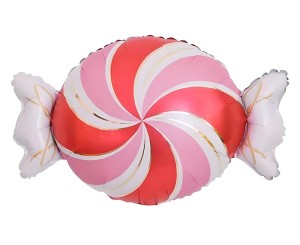 BALON FOLIOWY CUKIEREK CZERWONO-BIAŁY 37X50CM