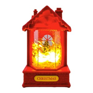 DOMEK LED Z MUZYKĄ I ŚNIEGIEM CZERWONY