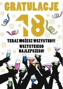 KARNET PARTY NAKLEJANY B6+KOPERTA URODZINY 18 WZ16