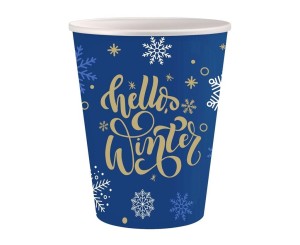 KUBECZKI PAPIEROWE HELLO WINTER BLUE 250ML 6SZT