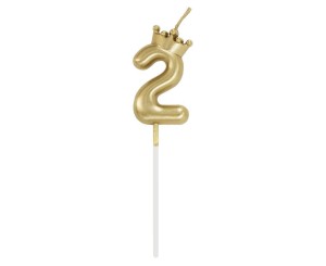 ŚWIECZKA 2 Z KORONĄ SZAMPAŃSKIE ZŁOTO 12CM