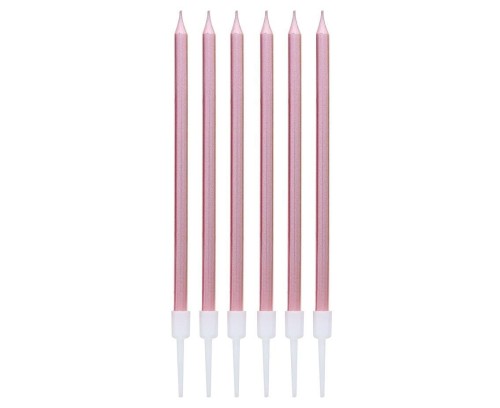 Świeczki B&C metaliczne różowo-złote 11cm 6szt