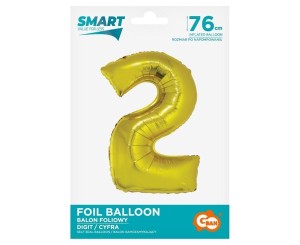 BALON FOLIOWY CYFRA 2 ZŁOTA SMART 76CM