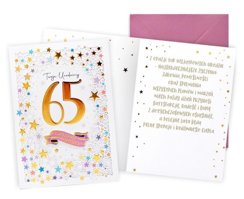 Karnet Urodziny gwiazdki 65