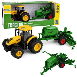 TRAKTOR Z SIEWNIKIEM I AGREGATEM 1:24, LEANTOYS