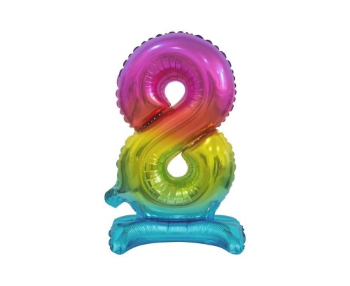 Balon foliowy B&C Cyfra stojąca 8 tęczowa 38cm
