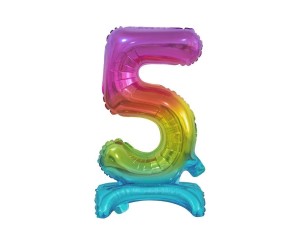 BALON FOLIOWY B&C CYFRA STOJĄCA 5 TĘCZOWA 38CM