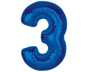 BALON FOLIOWY B&C CYFRA 3 NIEBIESKA 92CM