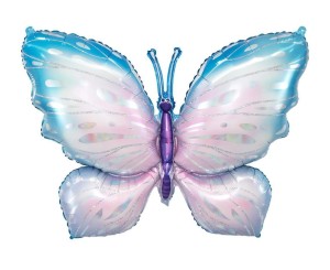 BALON FOLIOWY MOTYL NIEBIESKO-LILIOWY 76X56CM