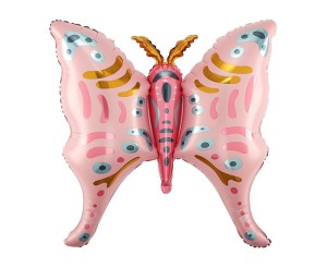 BALON FOLIOWY MOTYL RÓŻOWO-ZŁOTY 67X68CM