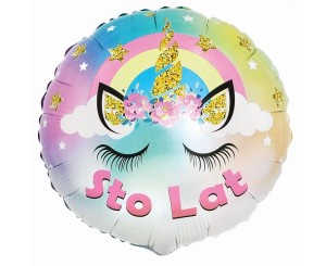 BALON FOLIOWY PASTELOWY JEDNOROŻEC STO LAT 45CM