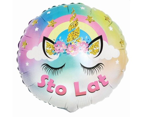 Balon foliowy Pastelowy Jednorożec Sto Lat 45cm