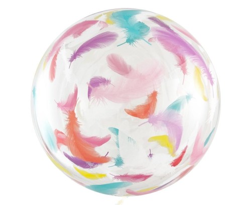 Balon Aqua kryształowy kolorowe piórka