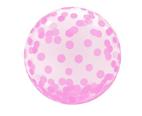 Balon Aqua kryształowy różowe grochy 37cm