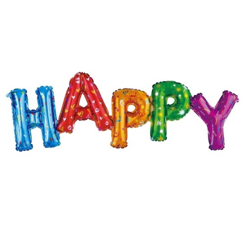 Balon foliowy Happy kolorowy 95x35cm