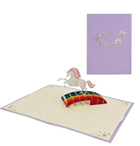 Karnet 12x18cm + koperta 3D Jednorożec