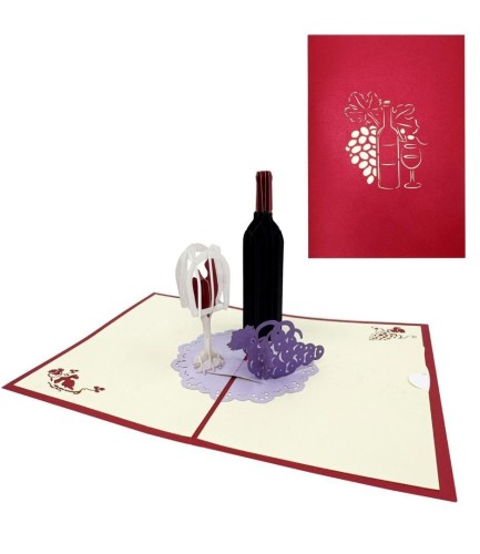 Karnet 12x18cm + koperta 3D Butelka wina