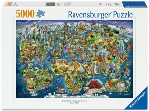 PUZZLE 5000 ILLUSTRATED WORLD MAP, RAVENSBURGER