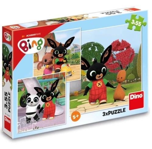 Puzzle Królik Bing, 3x55el, Dino Toys