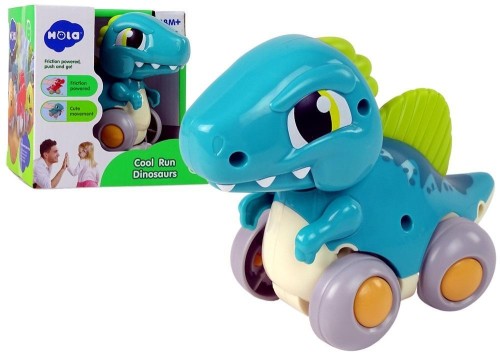 Dinozaur na kółkach niebieski, Leantoys
