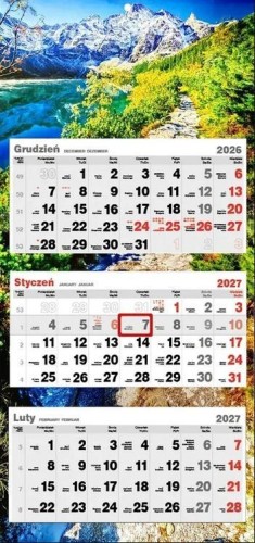 Kalendarz 2027 trójdzielny Morskie Oko