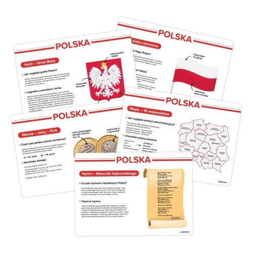 Plansze edukacyjne A4 - Wiedza o Polsce (5 plansz)