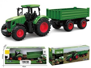 TRAKTOR Z PRZYCZEPĄ 48,5X13X16,5CM, MADEJ