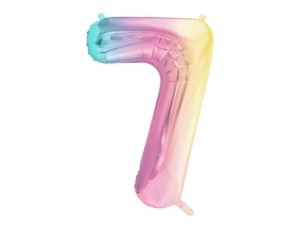 BALON FOLIOWY CYFRA 7 86CM PASTEL TĘCZOWY