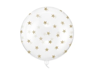 BALON BUBBLE GWIAZDKI TRANSPARENTNY 60CM