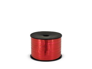 WSTĄŻKA PLASTIKOWA METALIZOWANA CZERWONY 5MM/90M