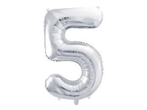 BALON FOLIOWY 5 86CM SREBRNY