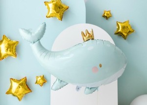 BALON FOLIOWY WIELORYB BŁĘKITNY 93X60CM