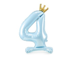 STOJĄCY BALON FOLIOWY CYFRA 4 84CM BŁĘKITNY