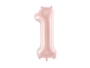 BALON FOLIOWY CYFRA 1 72CM JASNY RÓŻOWY