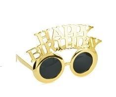 Okulary Happy Birthday zimny złoty 16.5x11.5cm
