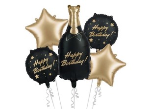 ZESTAW BALONÓW FOLIOWYCH BUTELKA HAPPY BIRTHDAY