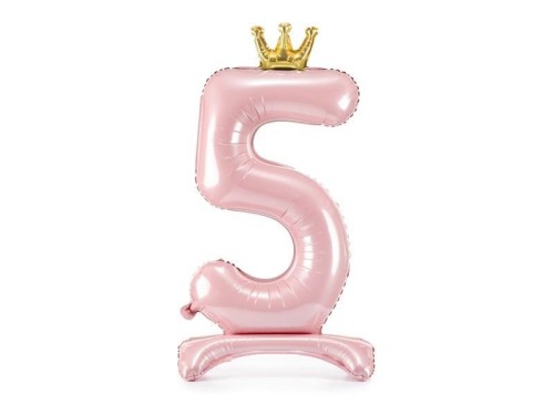 Stojący balon foliowy cyfra 5 84cm jasny róż