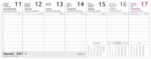 Kalendarz 2027 biurkowy z piórnikiem