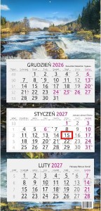 KALENDARZ 2027 TRÓJDZIELNY GŁ. PŁASKA GÓRSKA RZEKA