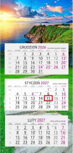 KALENDARZ 2027 TRÓJDZIELNY GŁ. PŁASKA KLIF