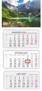 KALENDARZ 2027 TRÓJDZIELNY GŁ. WYPUKŁA MORSKIE OKO
