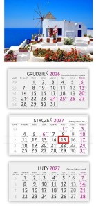 KALENDARZ 2027 TRÓJDZIELNY GŁ. WYPUKŁA GRECJA