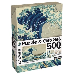 PUZZLE 500 HOKUSAI FALA + ZESTAW PODARUNKOWY