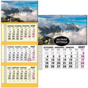 KALENDARZ 2027 TRÓJDZIELNY LUX WYPUKŁY TATRY